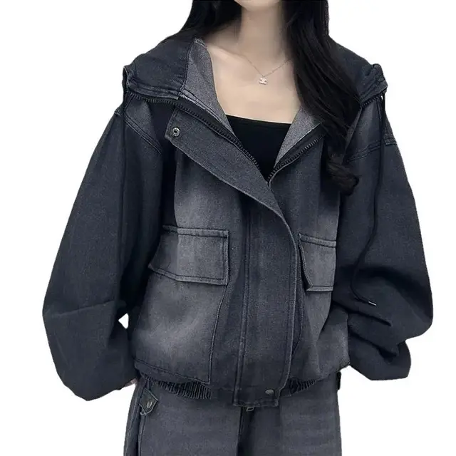 Denim Jacket Coat Women's Small Black - Shop at LoveMi