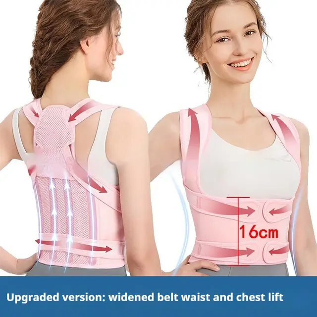 Breathable Mesh Sitting Position Rectifier Invisible Open Shoulder Back Straightener Pink Widened - Shop at LoveMi