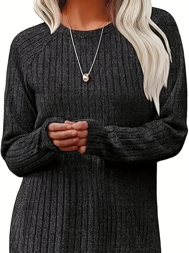 Loose Round Neck High And Low Curved Hem Top Dark Grey - Shop at LoveMi