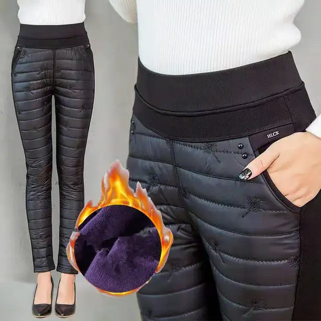 Mom's Pants Show Thin High Waist And Plush Cotton Pants Black Flower - Shop at LoveMi