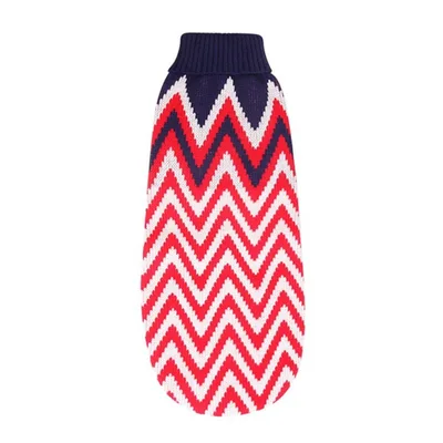 Christmas Turtleneck Knitting Sweater Dog Clothing Red Wavy Pattern - Shop at LoveMi