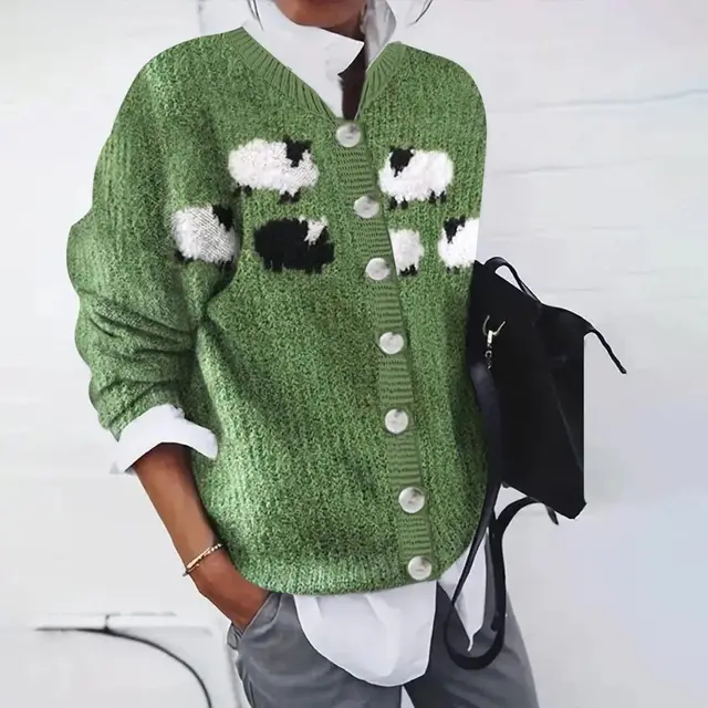 Round Neck Soft Sweater Casual Coat Knitted Green - Shop at LoveMi
