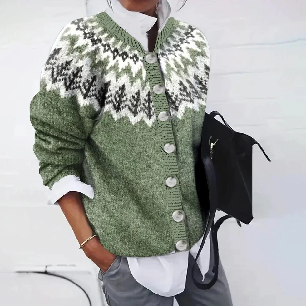 Round Neck Soft Sweater Casual Coat Knitted Matcha S - Shop at LoveMi