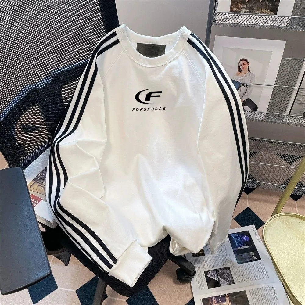 Fashion Brand Autumn And Winter Round Neck Long Sleeve Top - White Velvet
