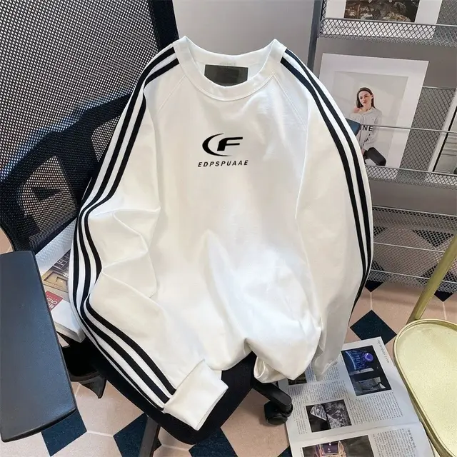 Fashion Brand Autumn And Winter Round Neck Long Sleeve Top White - Shop at LoveMi