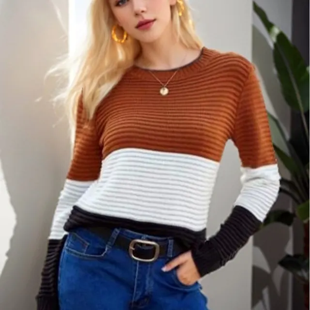 Women's Knitwear Top Elegance Retro Slim fit Figure Flattering Sweater Light Brown - Shop at LoveMi