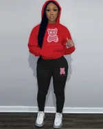 Red Top And Black Pants