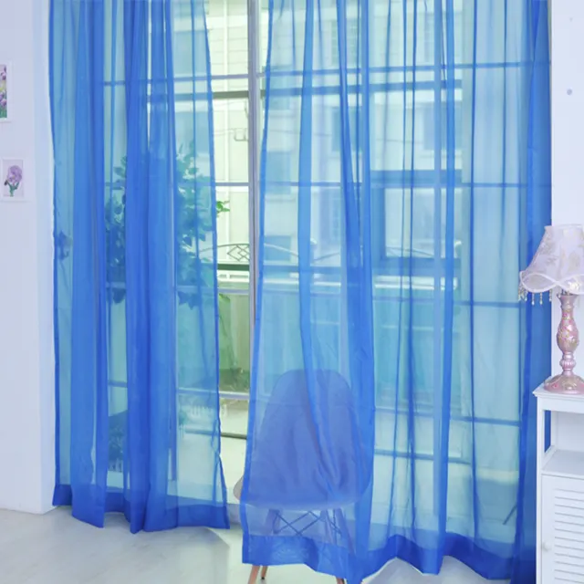 Solid Color Glass Mesh Curtains Transparent Color Ready made Curtain Punch free Dark Blue - Shop at LoveMi