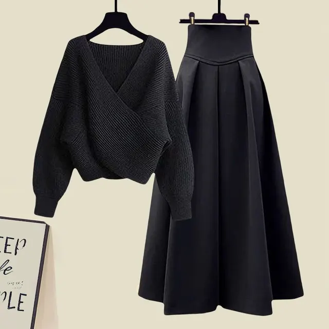 Autumn And Winter Western Style Fried Street Suit Women Black Sweater Black Dress - Shop at LoveMi