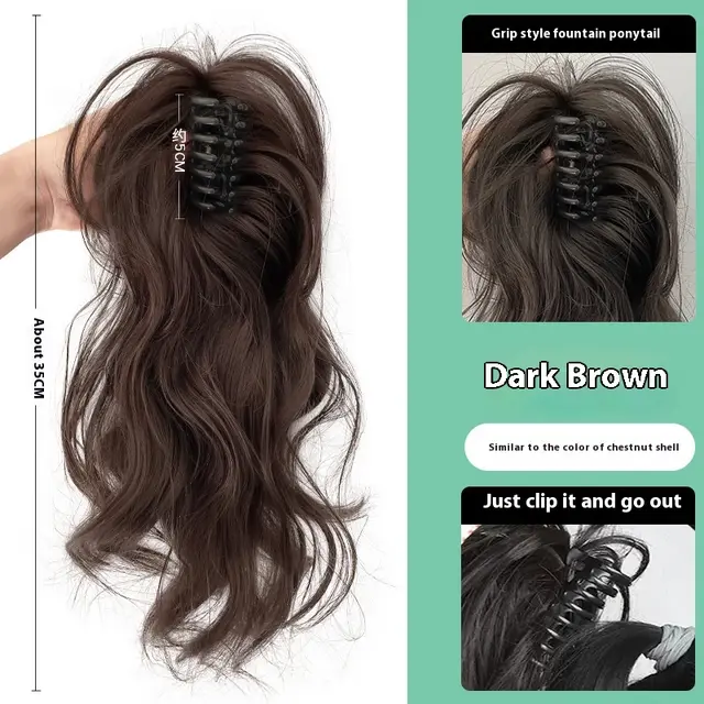 Wig Women's Long Hair Light Without Draping Grip Dark Brown - Shop at LoveMi