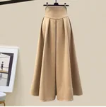 Women's Gentle Oversized Knitted Cardigan Sweater With Skirt - Khaki Skirt