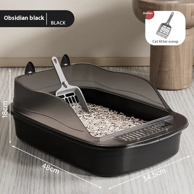 Oversized Litter Box High Fence Anti splash Cat Toilet Extra Large Cat Supplies Cat Basin Source Obsidianblack - Shop at LoveMi