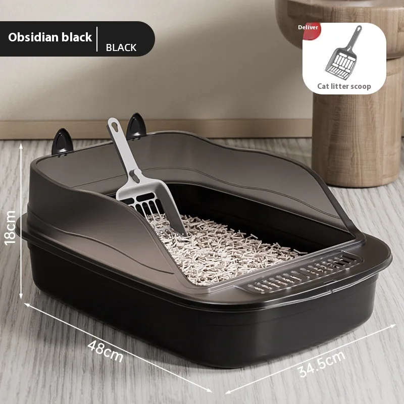 Oversized Litter Box High Fence Anti splash Cat Toilet Extra Large Cat Supplies Cat Basin Source Obsidianblack - Shop at LoveMi