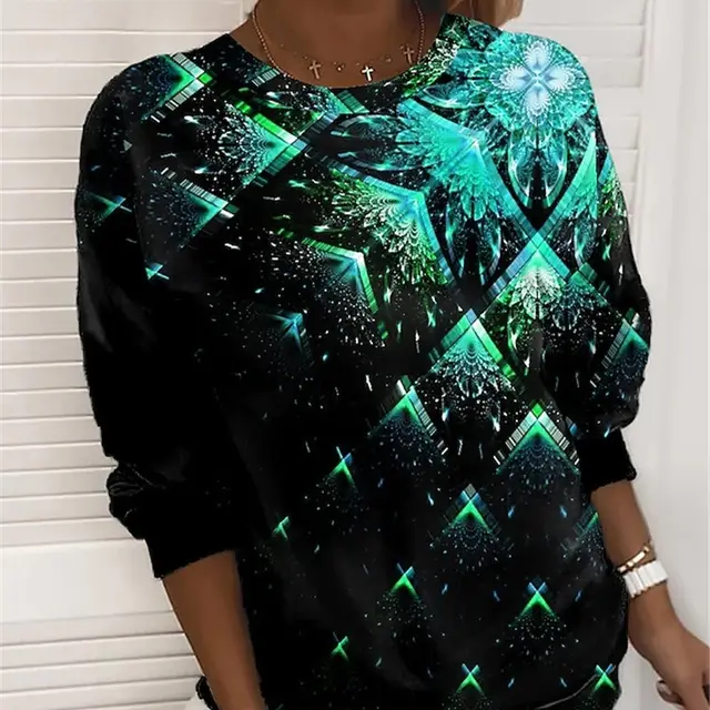 3D Gradient Pattern Digital Printed Round Neck Long sleeved Sweater Xxxxl - Shop at LoveMi