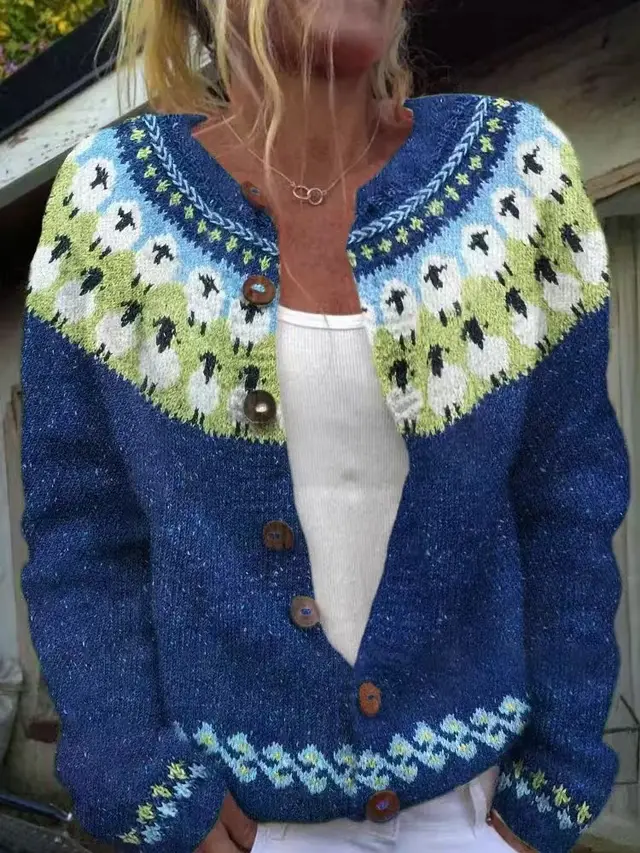 3D Digital Printing Cardigan Knitted Coat Women's Clothing 8967 Style - Shop at LoveMi