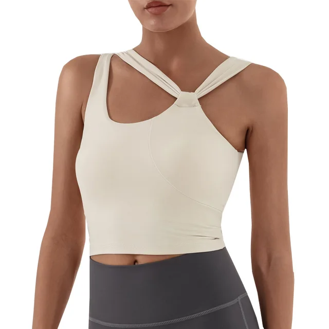 Yoga Vest Naked Women Skin friendly Sports Top Rice Apricot - Shop at LoveMi
