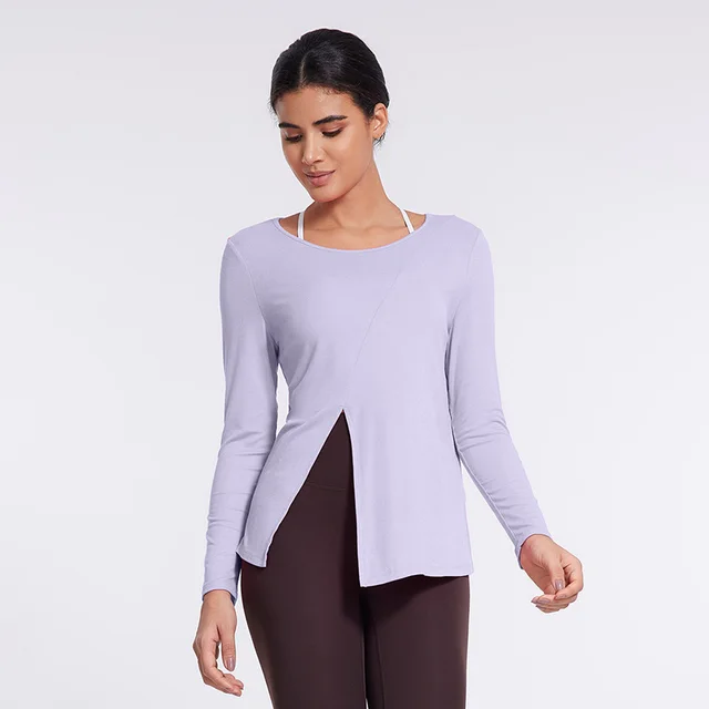 Sports Long Sleeve Yoga Wear Women's Thin Sports Top Light Taro Purple - Shop at LoveMi