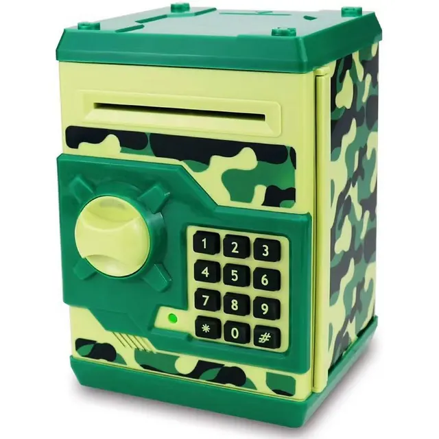 Cash Machine Savings Piggy Bank Password Lock Safe Box Camouflage Green - Shop at LoveMi