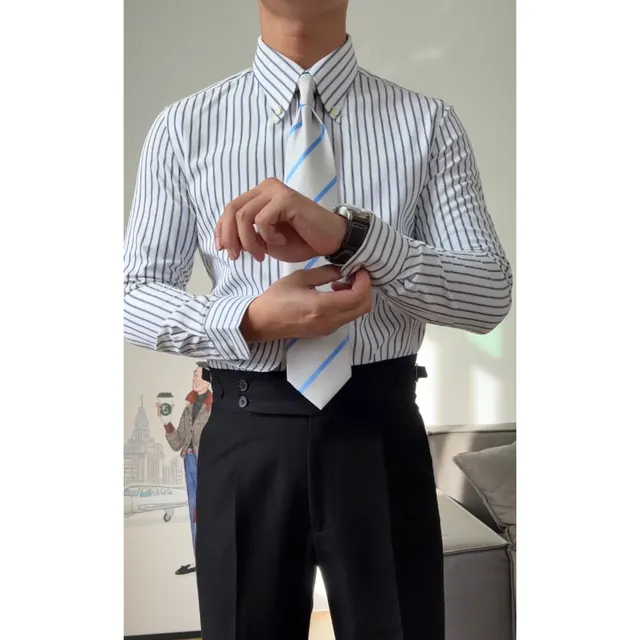 Men's Versatile Business Formal Wear Shirt Blue Stripes - Shop at LoveMi