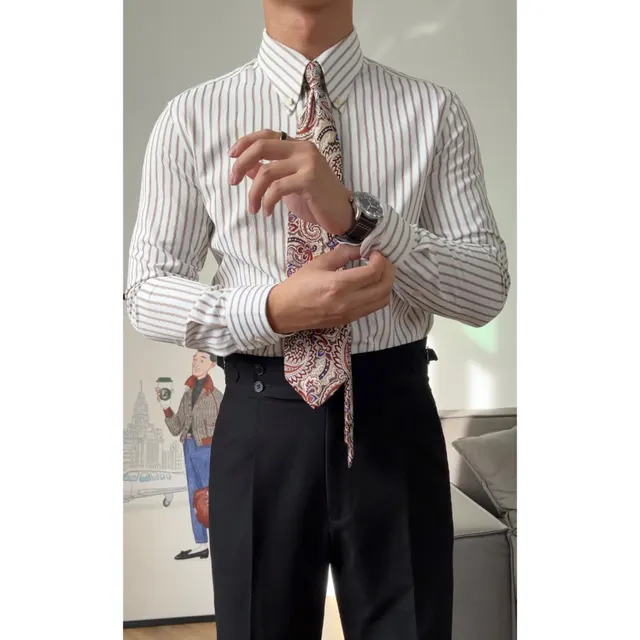 Men's Versatile Business Formal Wear Shirt Yellow Stripes - Shop at LoveMi