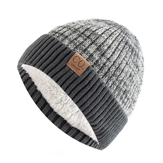 Internet Celebrity Woolen Fleece lined Thickened Face looking Small Knitted Toe Cap Gray - Shop at LoveMi