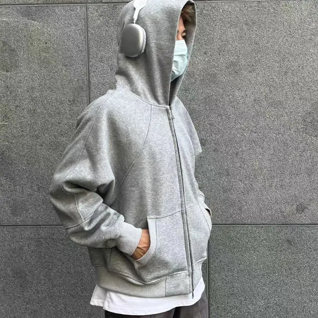 Loose Basic Solid Color Hoodie Coat Heather Gray - Shop at LoveMi