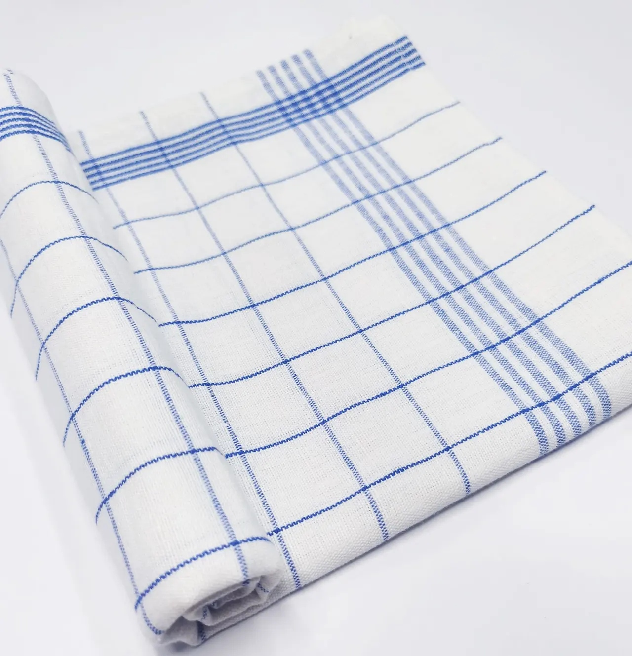 European And American Classic Linen Cotton Yarn-dyed Plaid Kitchen Towel - Blue Cotton Linen