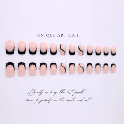 Long Square Black Glitter Lines Nail Sticker Ft001 - Shop at LoveMi