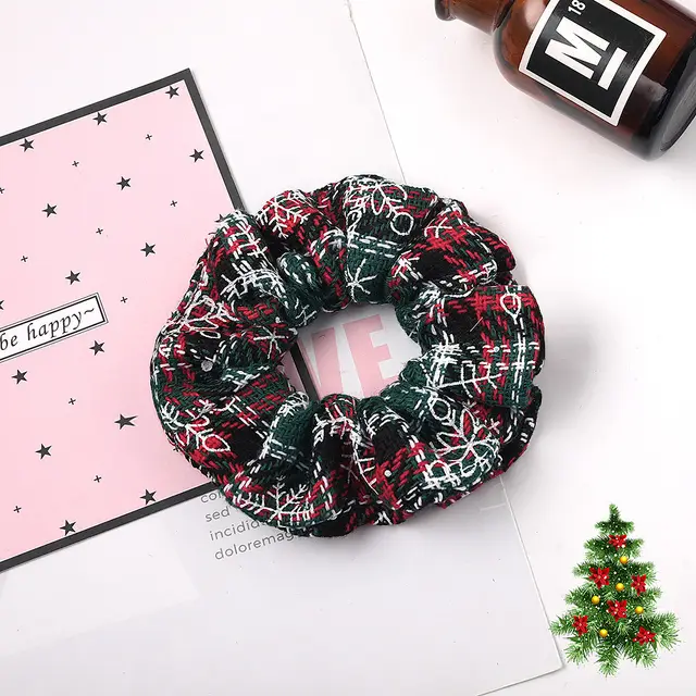 Christmas Large Intestine Ring High Sense Hair Ring Headdress Greenish White - Shop at LoveMi