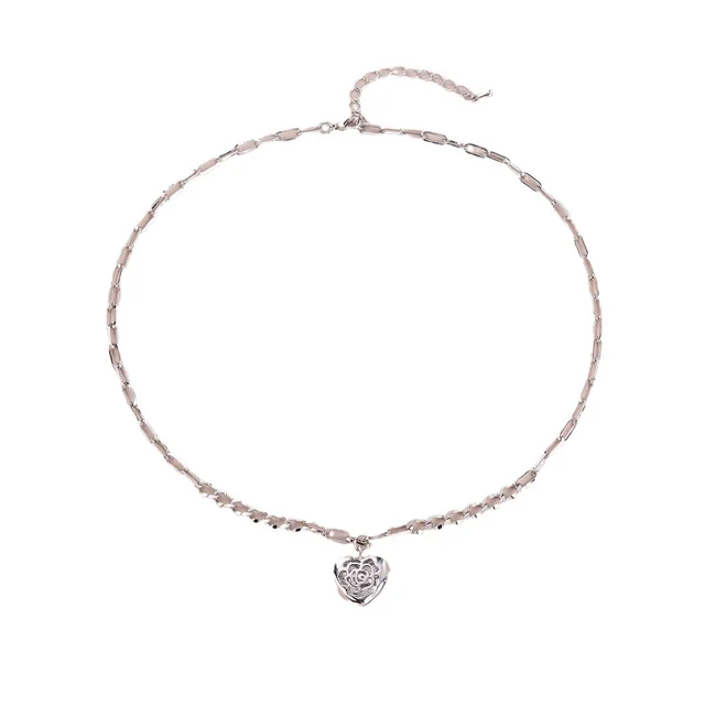 Hollow Love Pendant O shaped Chain Silver Silver - Shop at LoveMi