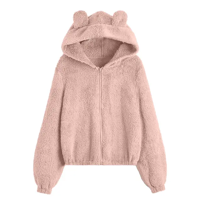 Women's Sweater Loose Hooded Knitted Pink - Shop at LoveMi