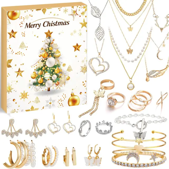 DIY Creative Kids Bracelet Ornament 24 Grid Calendar Christmas Surprise Blind Box Silver Set Ornament D - Shop at LoveMi