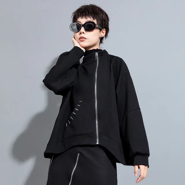 Spring And Autumn Casual Short Coat Irregular With Personality Black - Shop at LoveMi