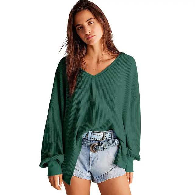 Women's Casual Loose All match Bottoming Shirt Top Green - Shop at LoveMi