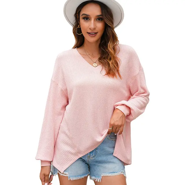 Women's Casual Loose All match Bottoming Shirt Top Pink - Shop at LoveMi