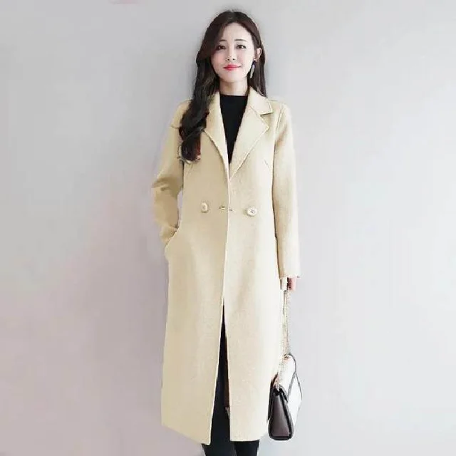 Mid length Plus Size Loose Overcoat Beige - Shop at LoveMi