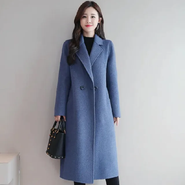 Mid length Plus Size Loose Overcoat Blue - Shop at LoveMi
