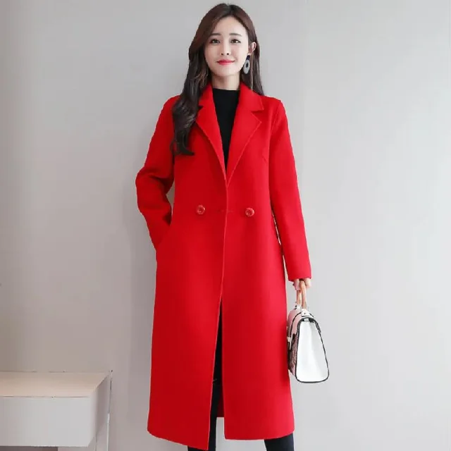 Mid length Plus Size Loose Overcoat Red - Shop at LoveMi