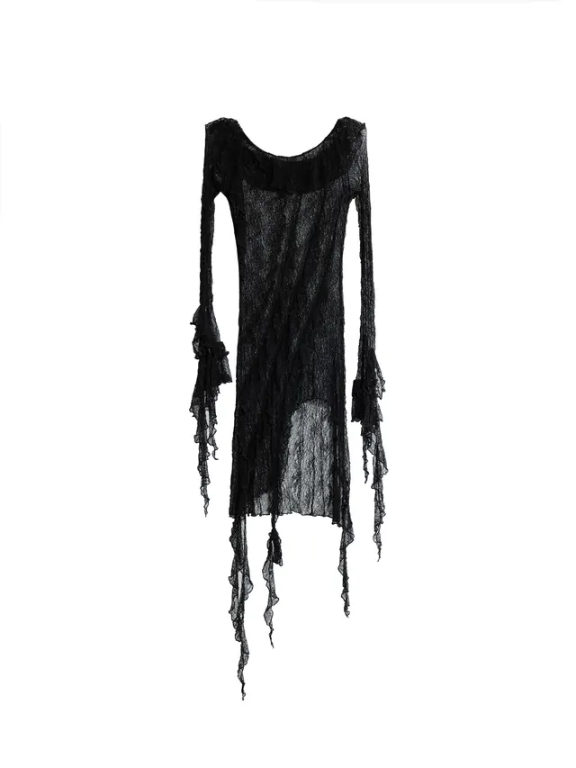 Ruffled Off the shoulder Hollow out Cool Stretch Sun Protective Blouse Black - Shop at LoveMi