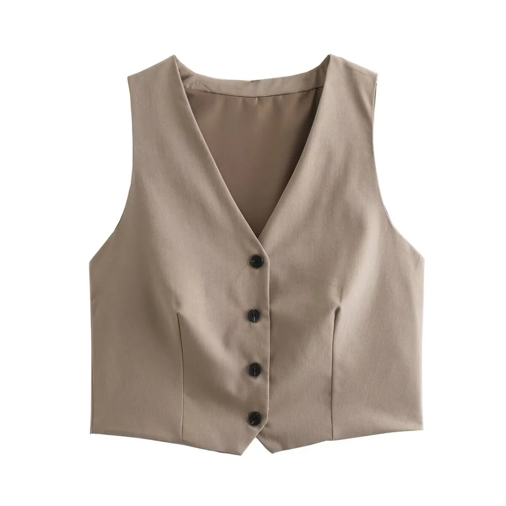 Short Sleeveless Waistcoat Vest Trousers Suit - A02 Vest