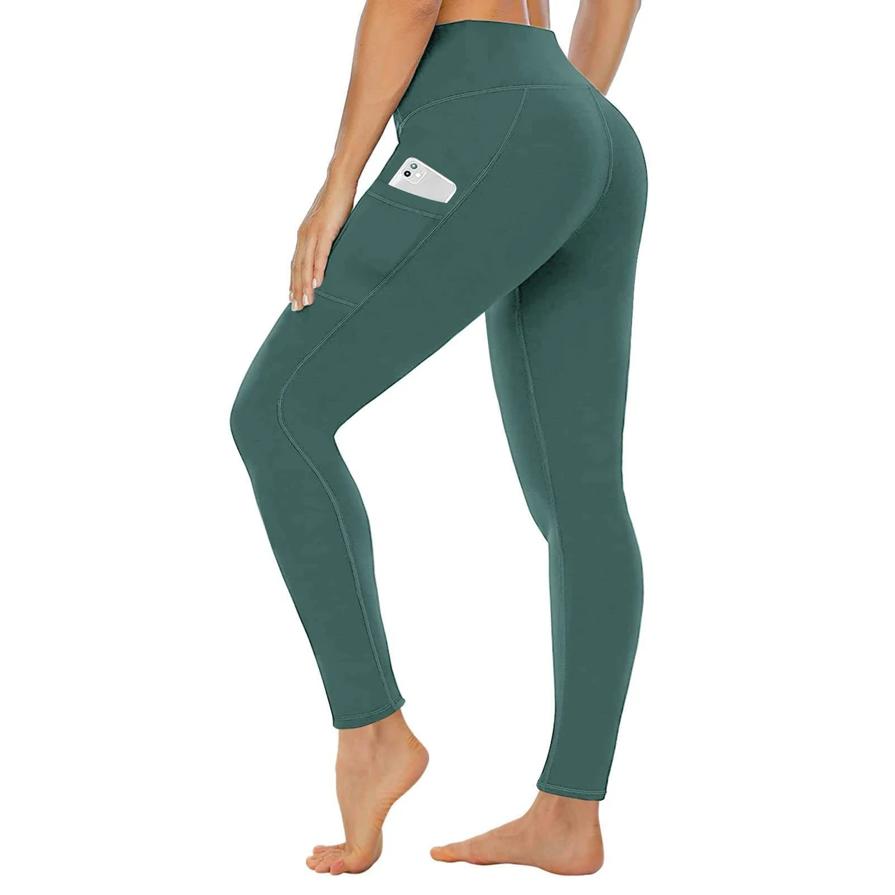 High Waist Belly Contracting Yoga Pants Soft Sports Abdominal Pants - Dark Green