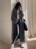 Korean Style High Sense Long Sweater Coat Mid-length - Gray
