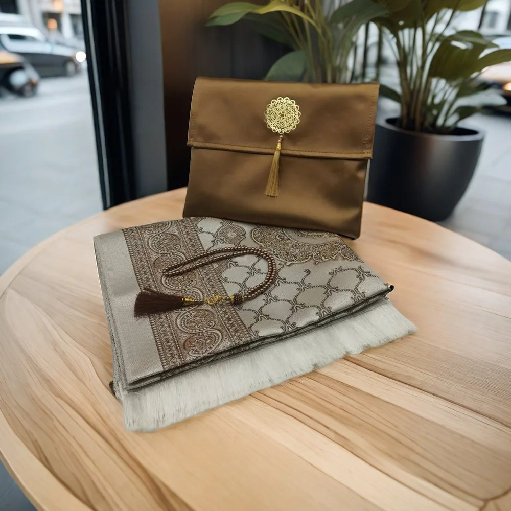 Prayer Mat Beads Suit Hand Back Gift Packing Cloth Bag Hand Gift Travel Bag Muslim Prayer Carpet - Brown Coffee Color