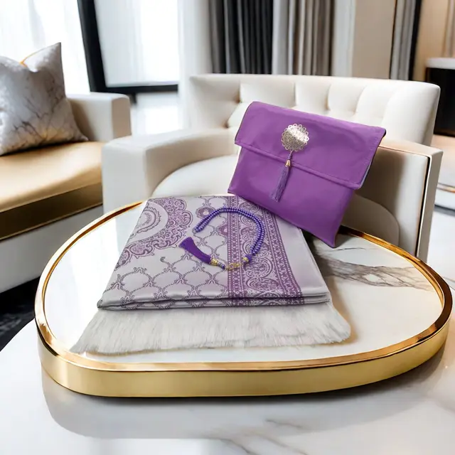 Prayer Mat Beads Suit Hand Back Gift Packing Cloth Bag Hand Gift Travel Bag Muslim Prayer Carpet Purple - Shop at LoveMi