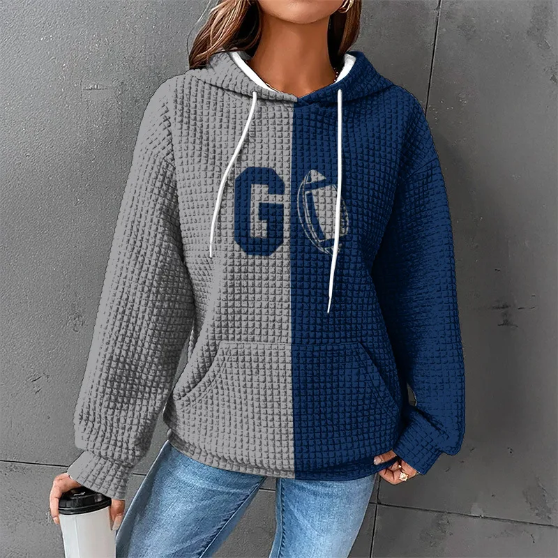 Waffle Sweater Hooded Sweaters Women's Clothing - Zzy24110618