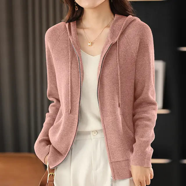 Autumn New Women's Sweater Hoodie La Lian Pink Color - Shop at LoveMi