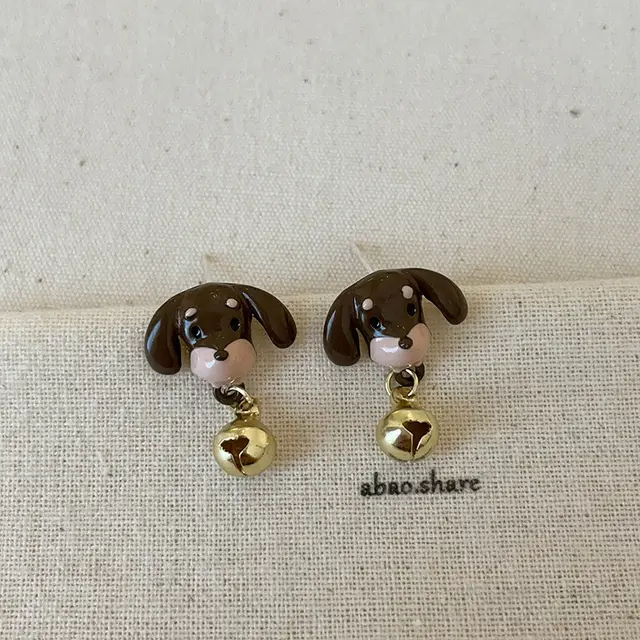 Cartoon Sausage Dog Necklace Ear Stud Ring 9Style Earrings - Shop at LoveMi