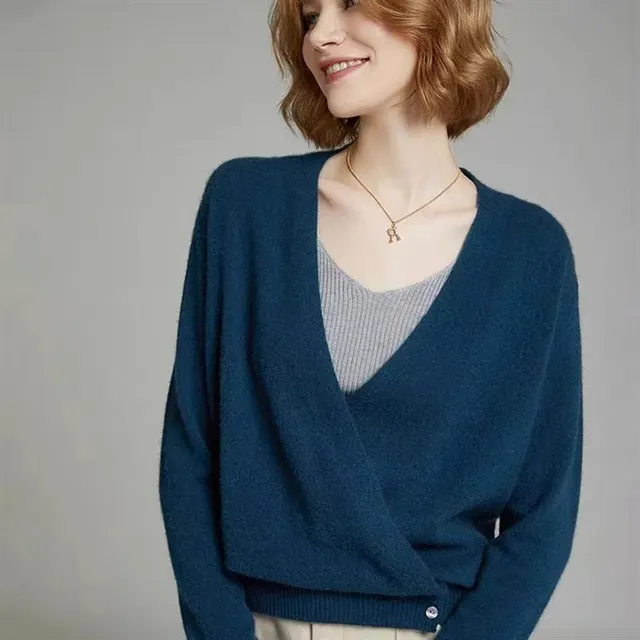 Long Sleeve Sweater Coat Knitted Top Dark Blue - Shop at LoveMi