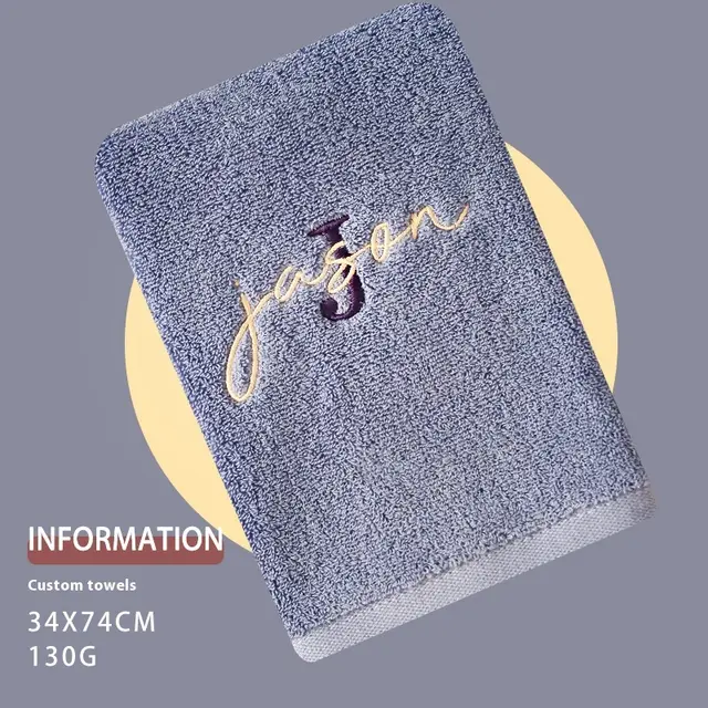 Pure Cotton Soft Towel With Creative Embroidery Name Accompanied By Heartfelt Gift Deep Moon Blue - Shop at LoveMi