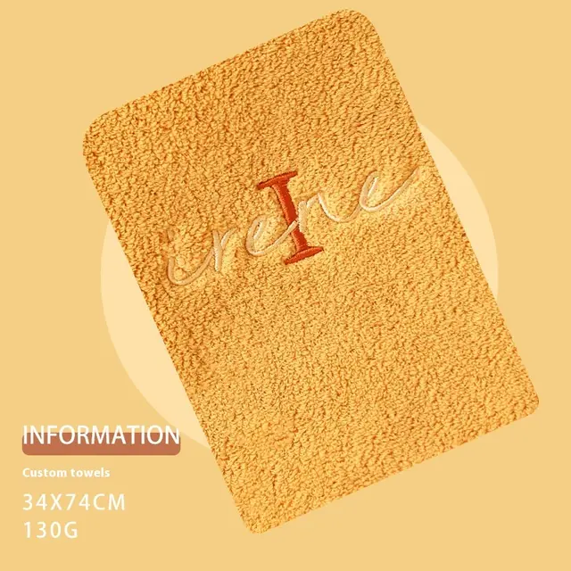 Pure Cotton Soft Towel With Creative Embroidery Name Accompanied By Heartfelt Gift Turmeric - Shop at LoveMi